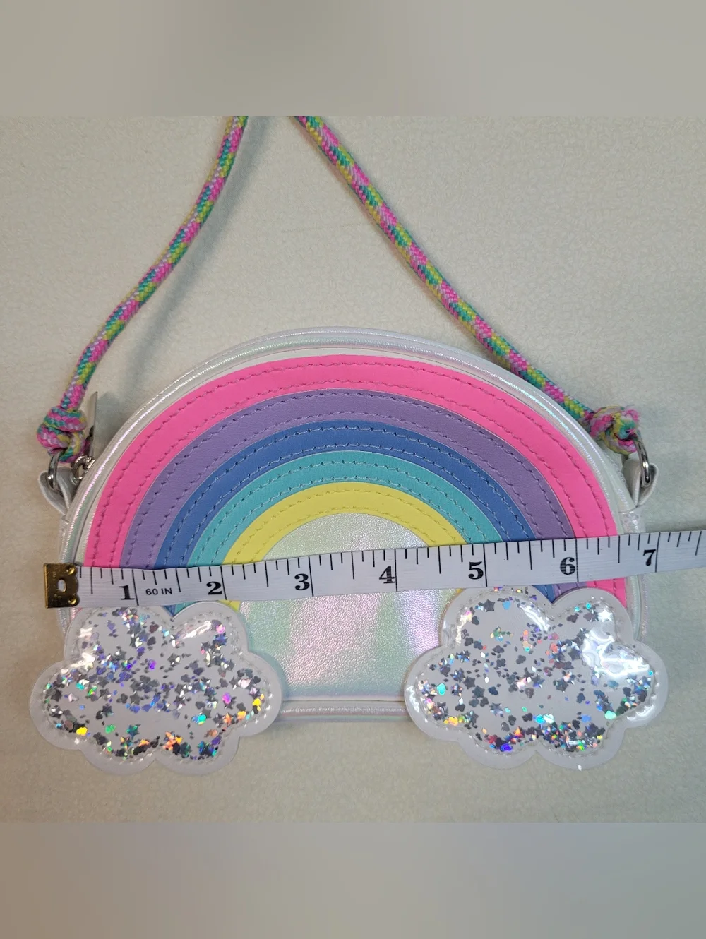 Claire's Rainbow Shimmering Crossbody Bag Glitter Little Girls Purse, Never Used